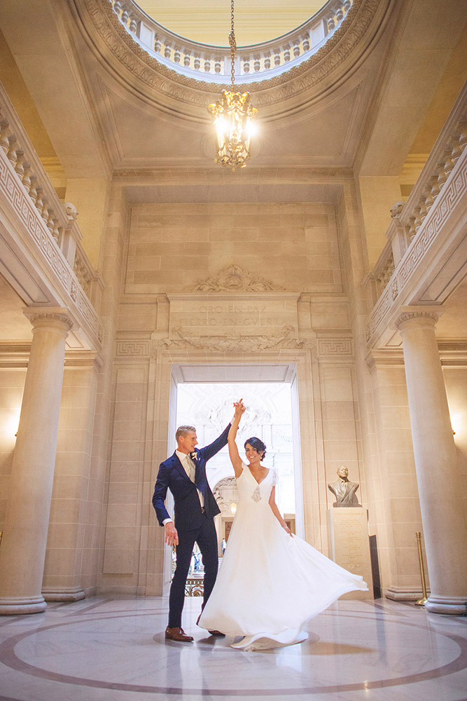 Wedding dance for the bride and groom at SF City Hall