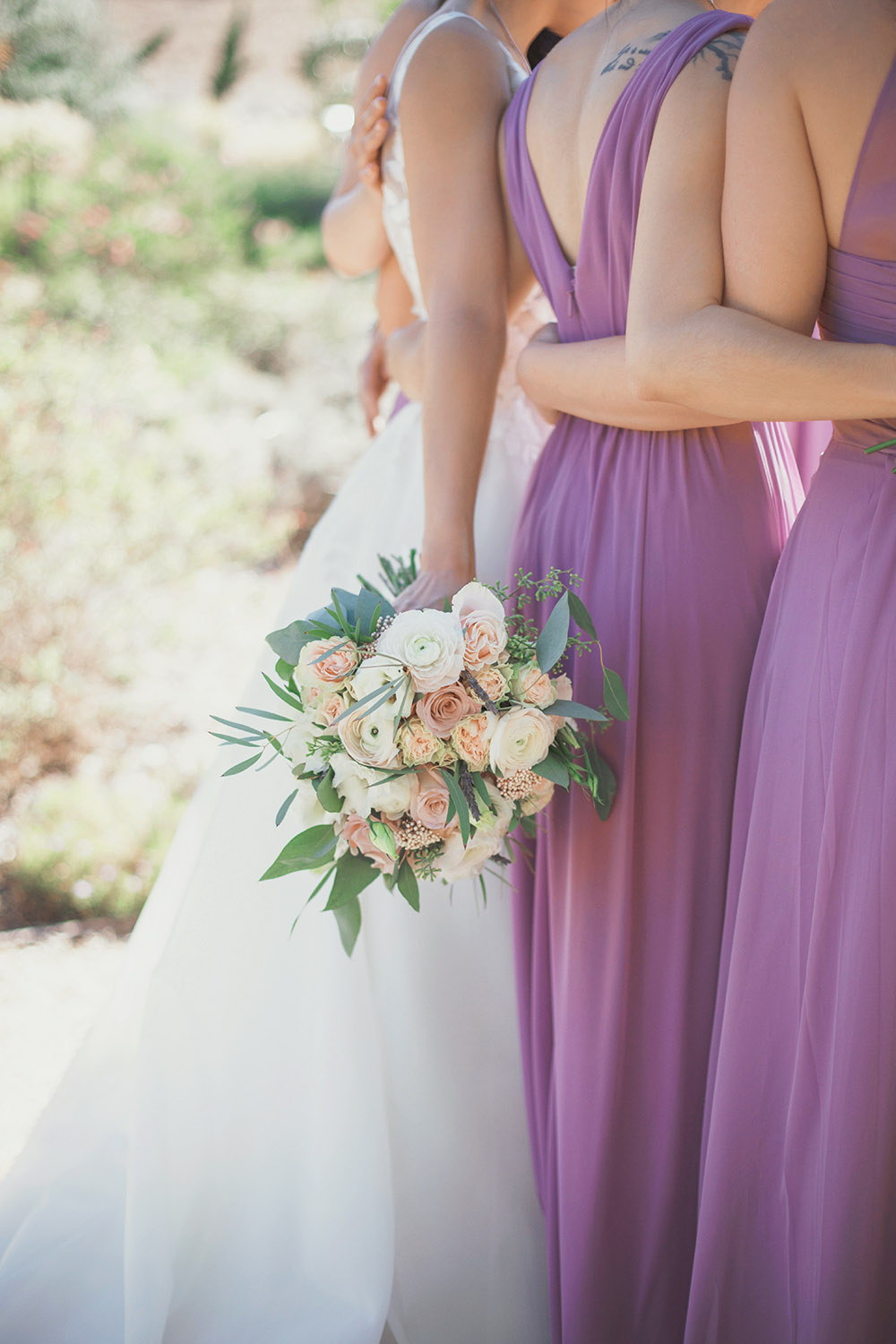 Bride and Bridesmaids before Wedding Ceremony