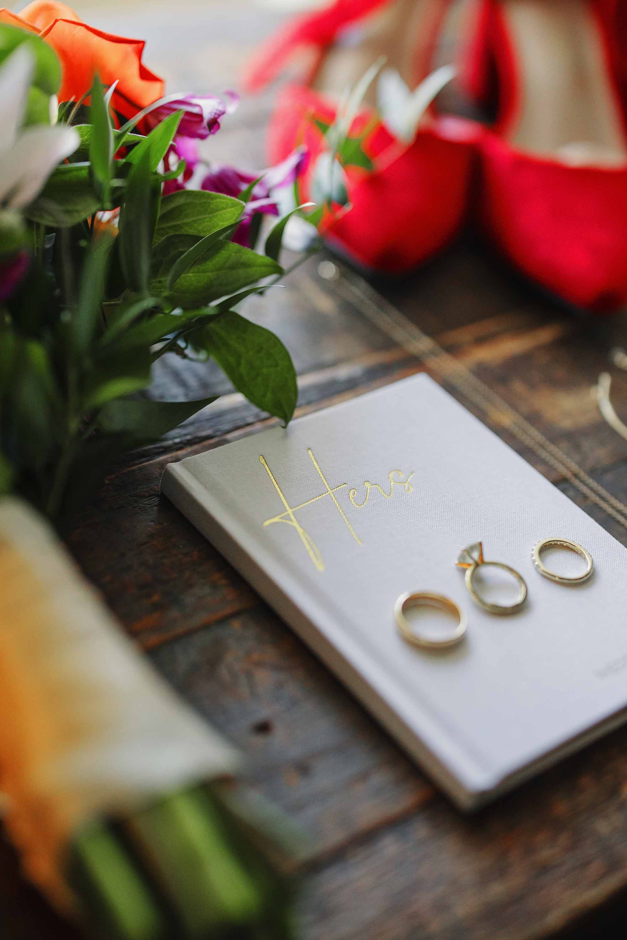 vow book, wedding rings and wedding day bridal details captured by Love Knot Photography