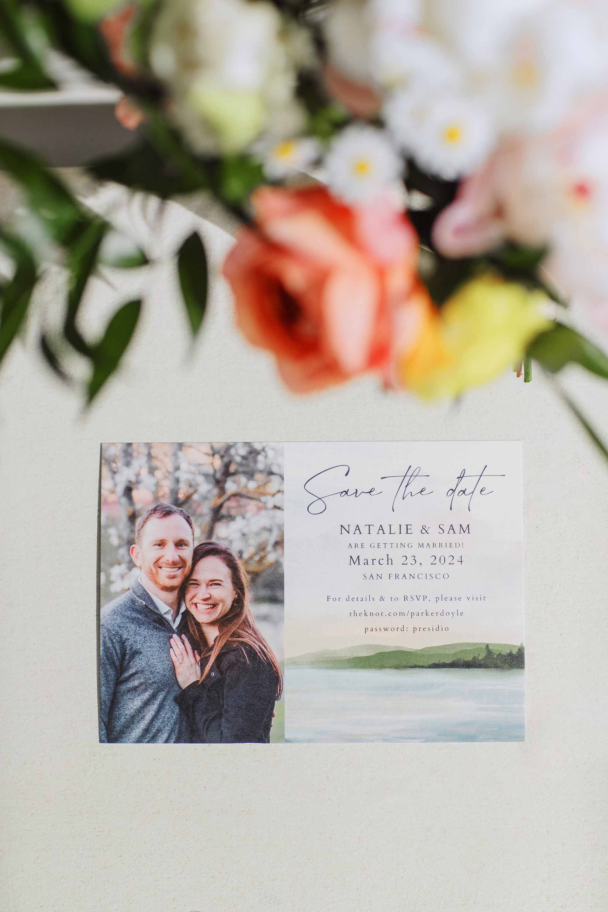 Wedding photograph celebrating the save the date for a San Francisco wedding at Presidio Golf Course