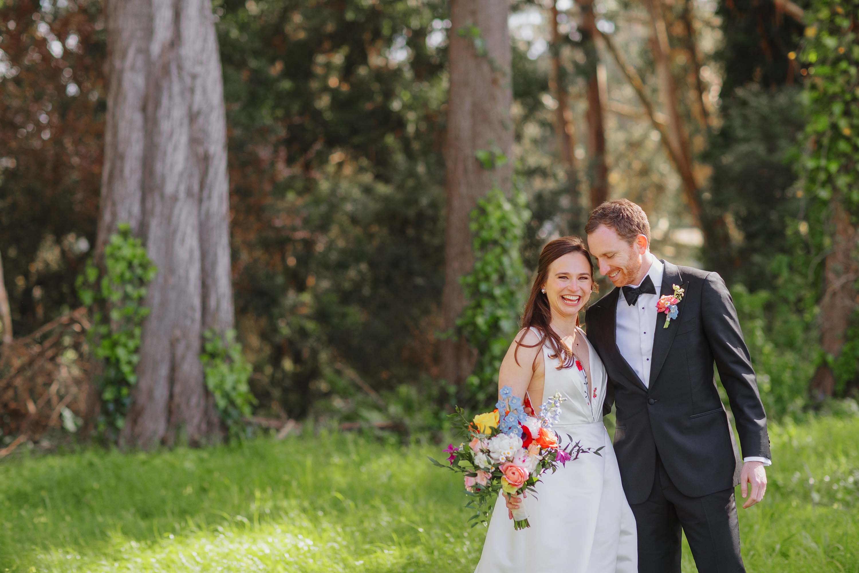 Bride and groom during their first look in Presidio. Credit: Love Knot Photography by Isaac Klotz