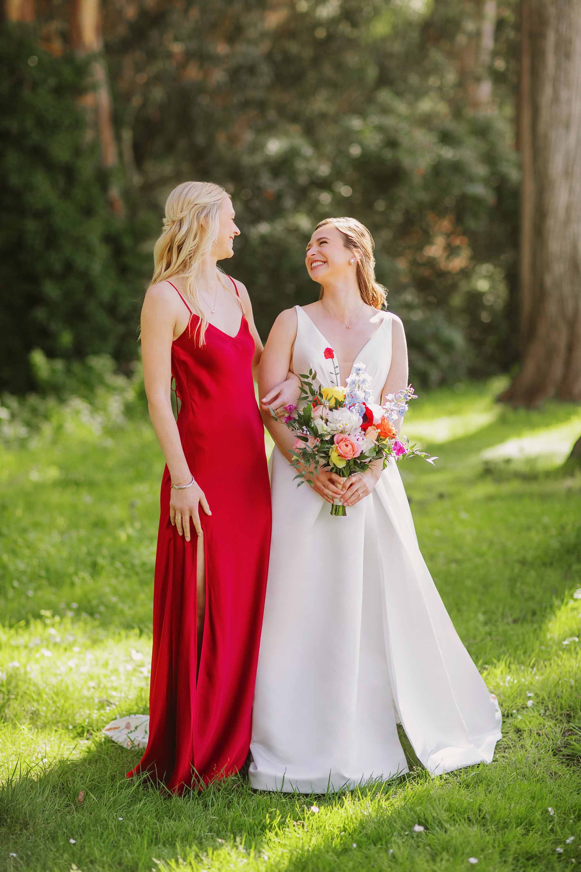 Bride with her sister in San Francisco Presidio, moments before the wedding ceremony. Credit: Love Knot Photography by Isaac Klotz