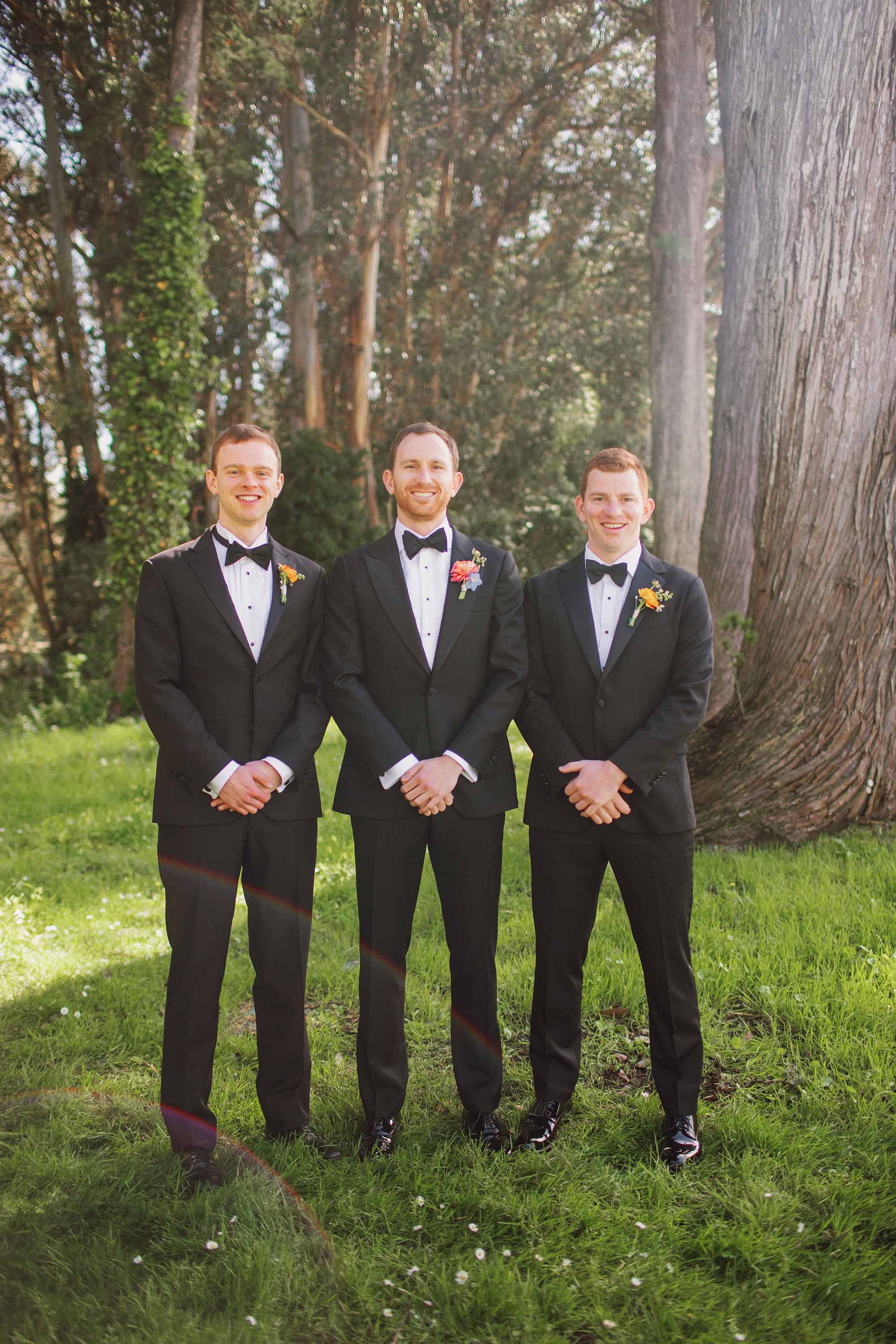 Wedding portraits of groom and his brothers in Presidio Golf Course. Credit: Love Knot Photography by Isaac Klotz
