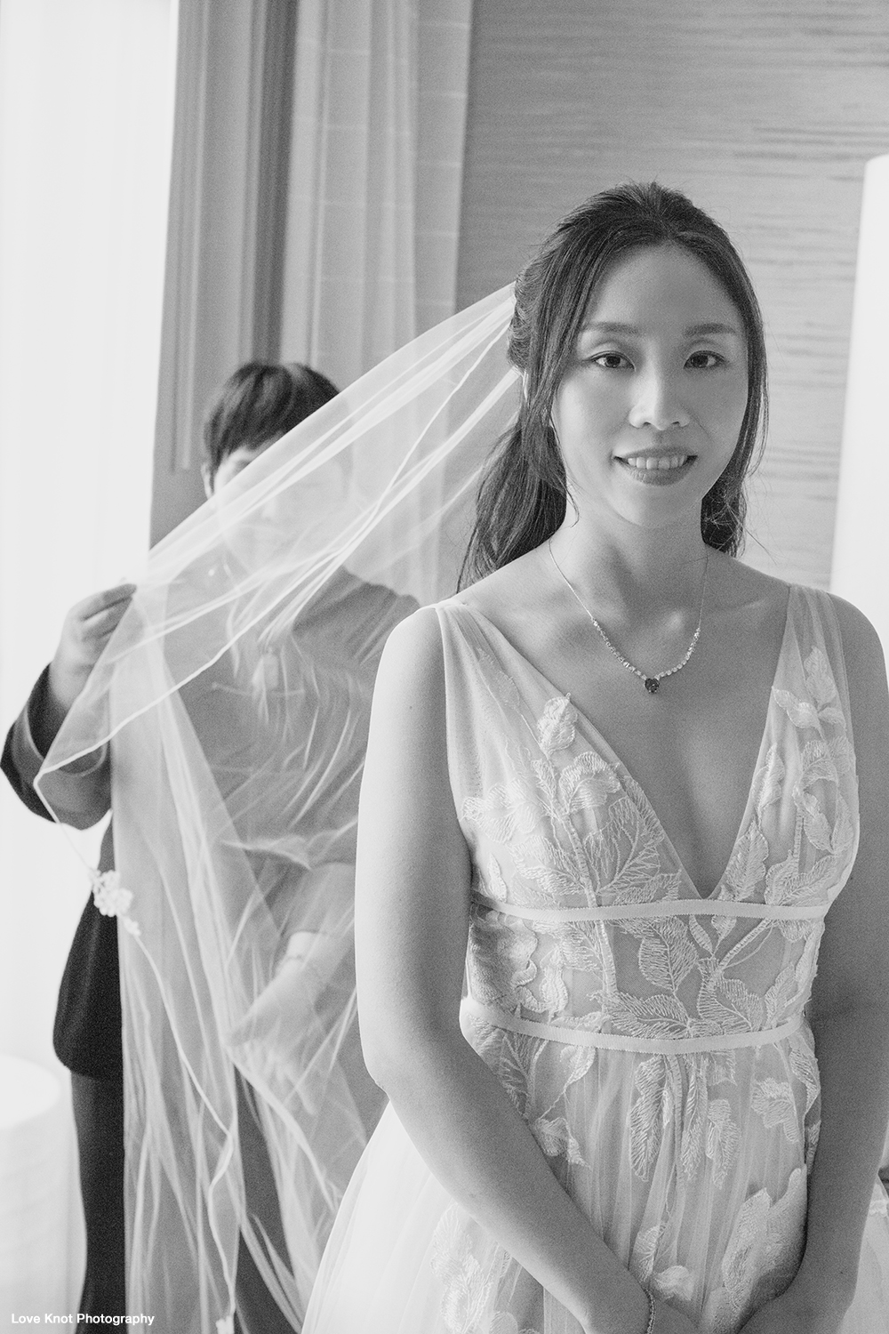 bride with gorgeous white dress, photographed by Love Knot Photography
