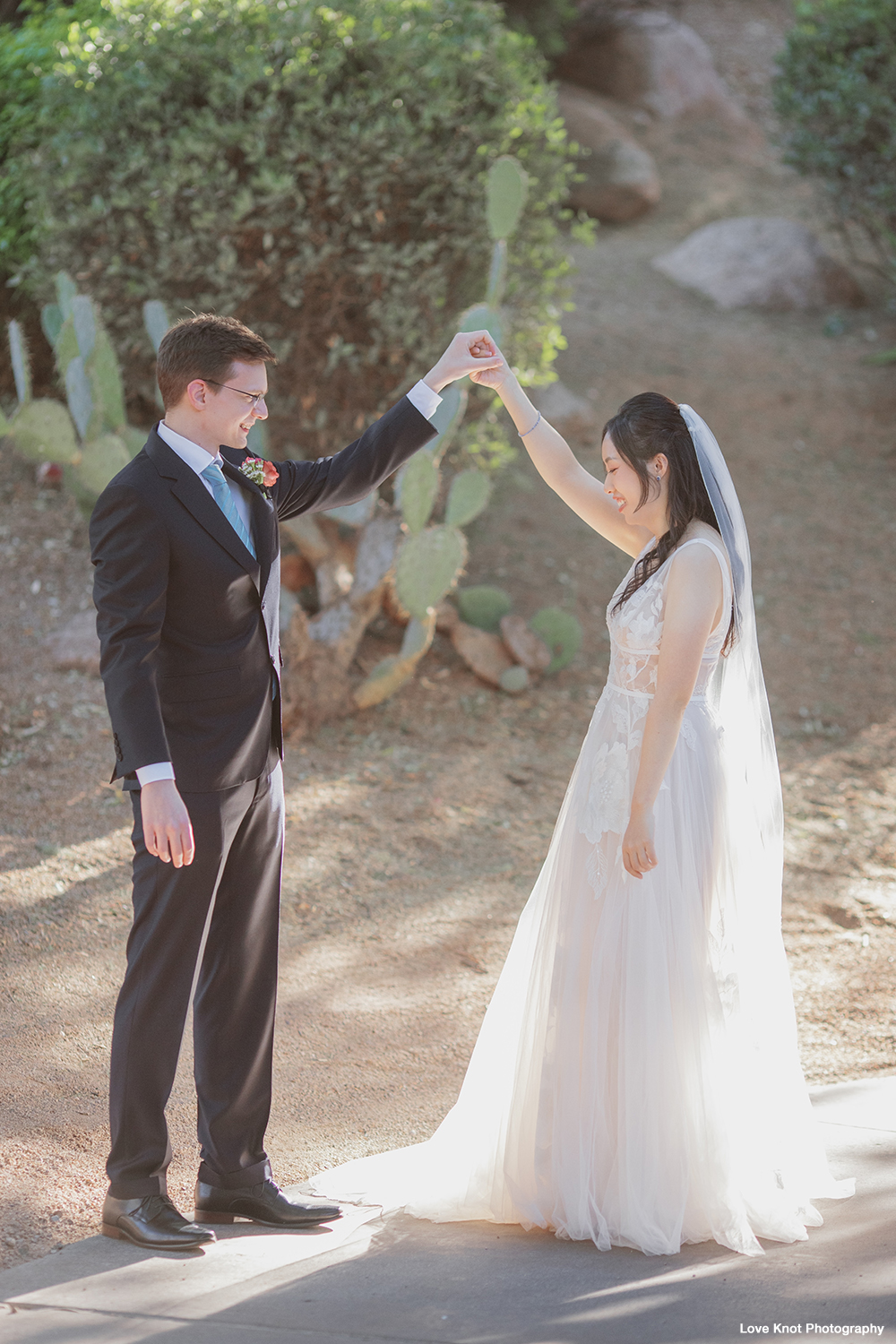 bride and groom at first look, candid moment