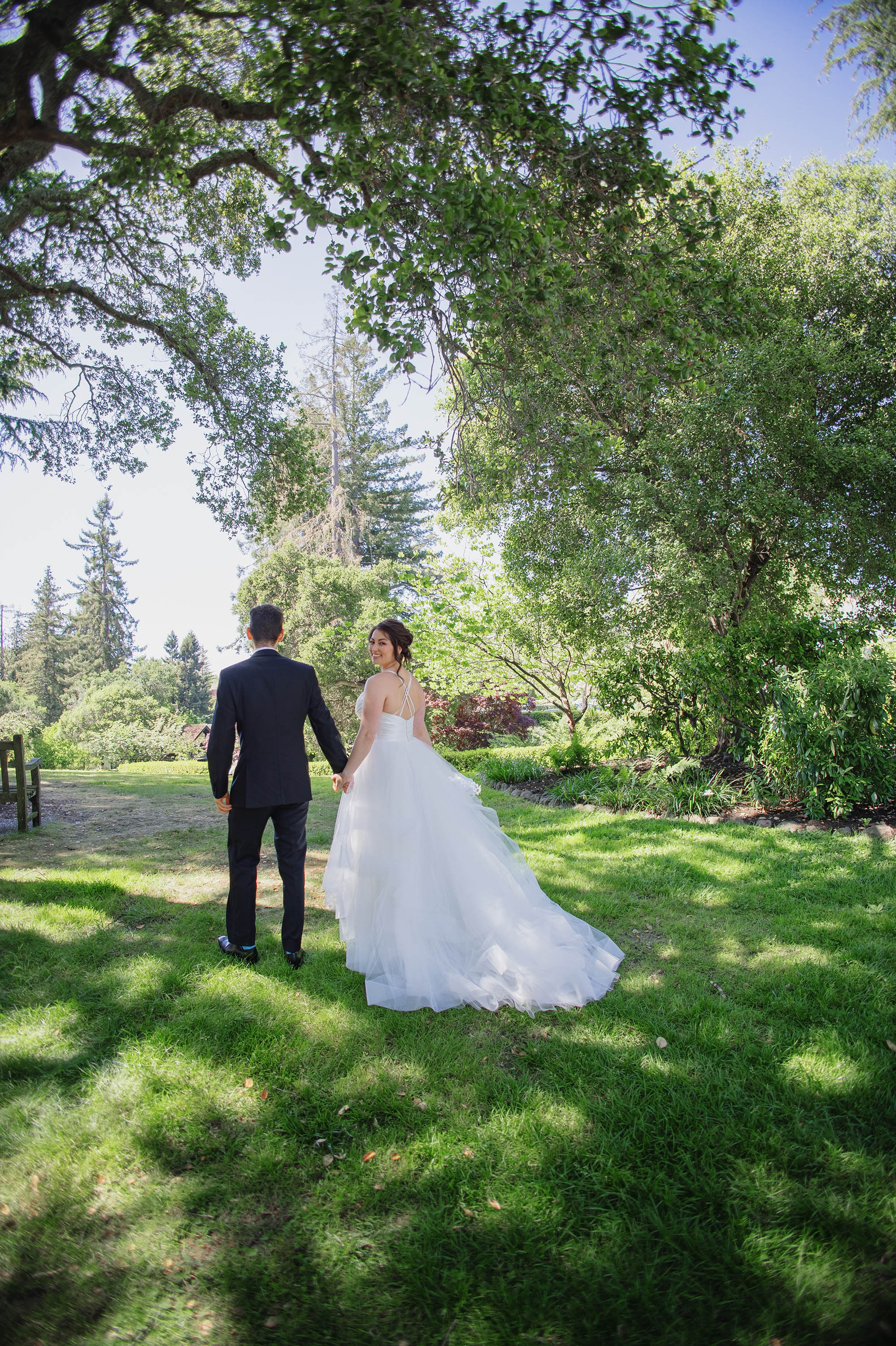 bride and groom candid portrait at Piedmont Community Center