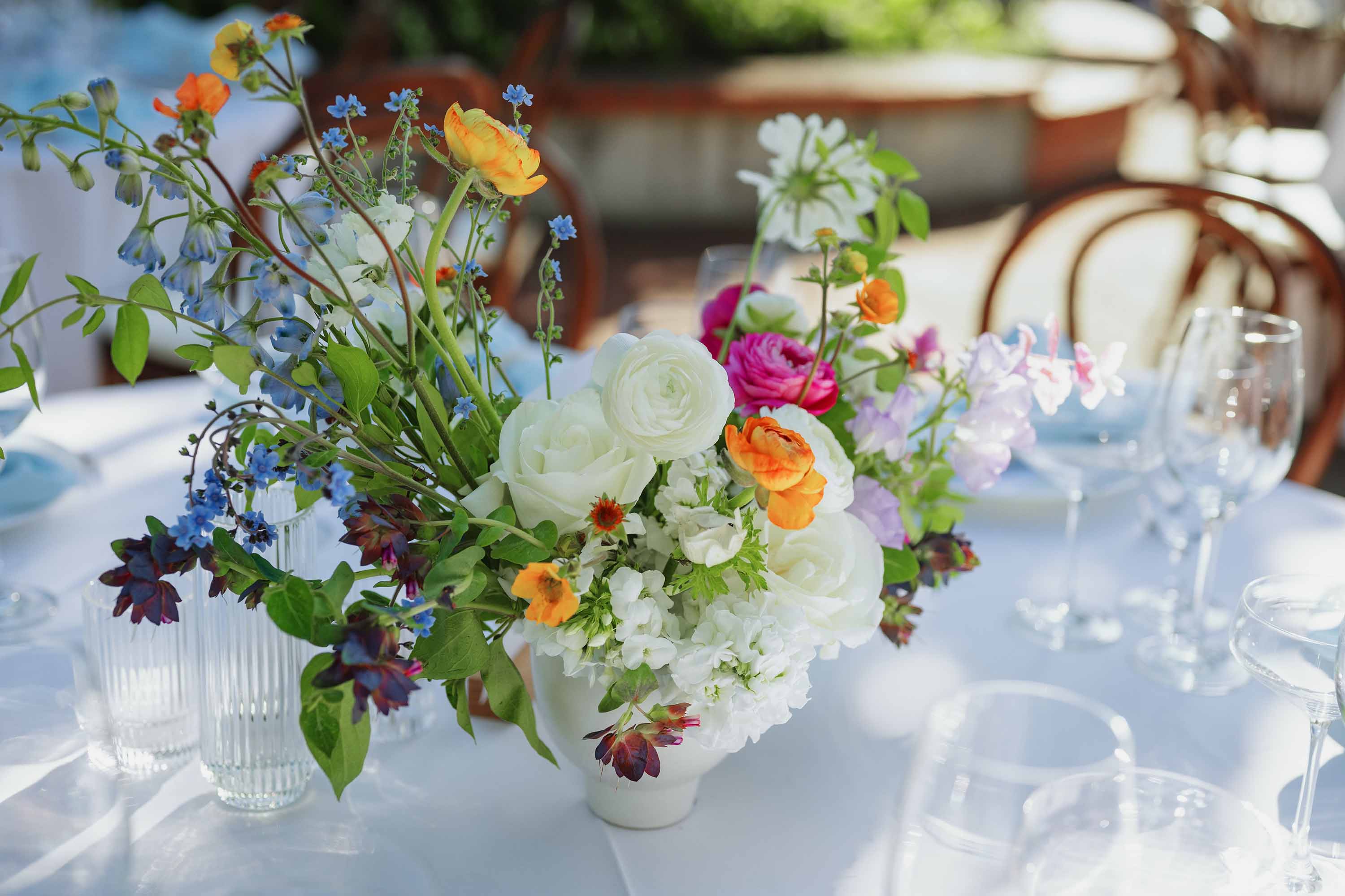 floral centerpiece at wedding reception, captured by Love Knot Photography