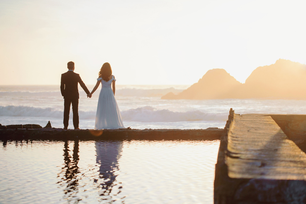 Bride and Groom at sunset